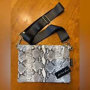 Zina Kao Black and White Snake Skin Crossbody Bag